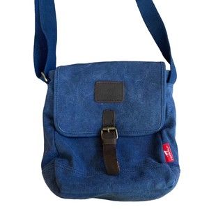 Top Wolf New York Cross Body Bag Blue Brown Leather